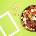 Top view composition or background with delicious chocolate